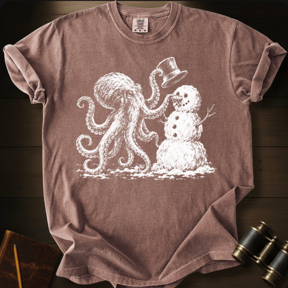 Octopus Building Snow Man T-shirt