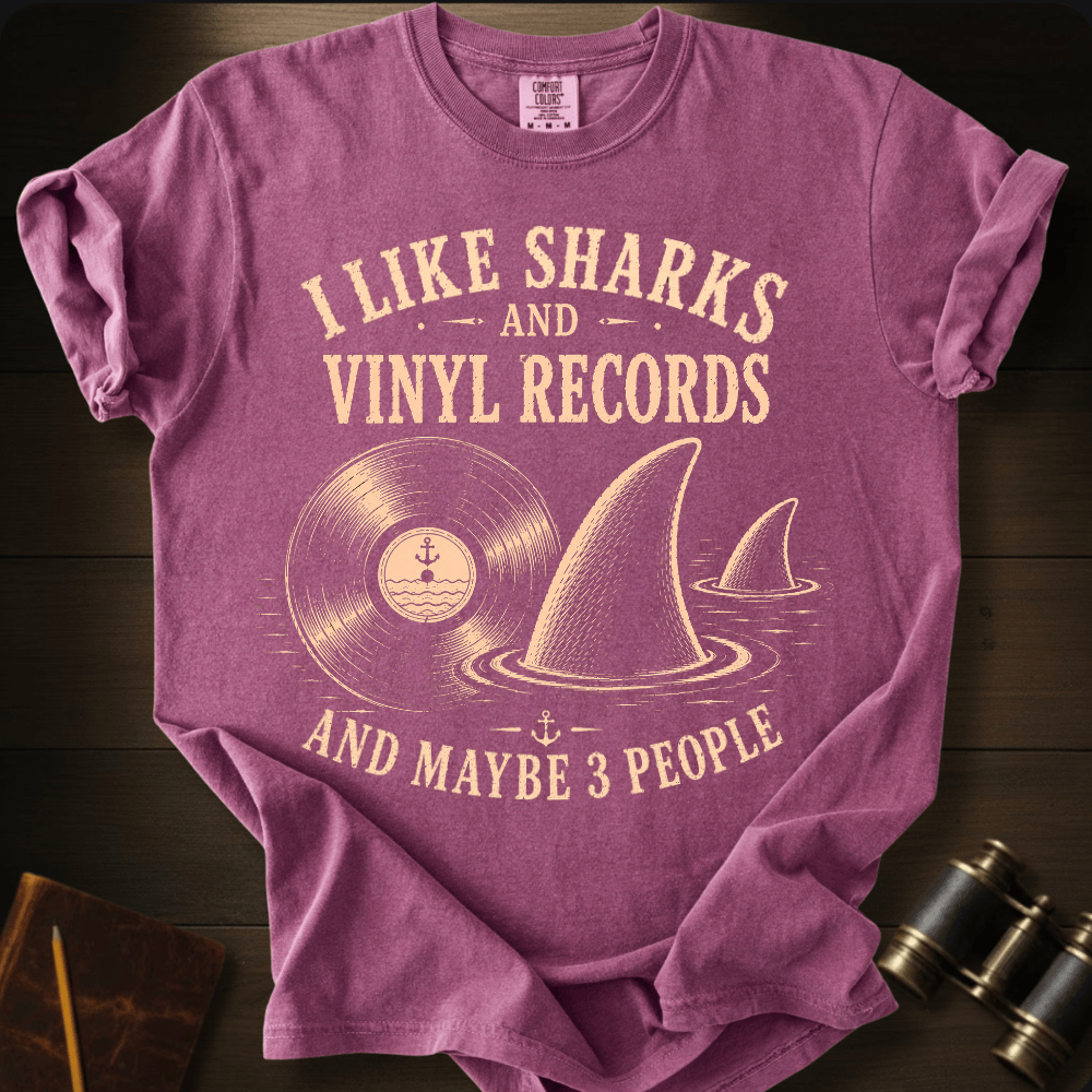 I Like Sharks and Vinyl T-shirt