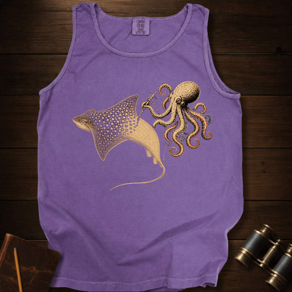 Boho Manta Ray & Octopus Tank Top – Violet Beach Gift for Her