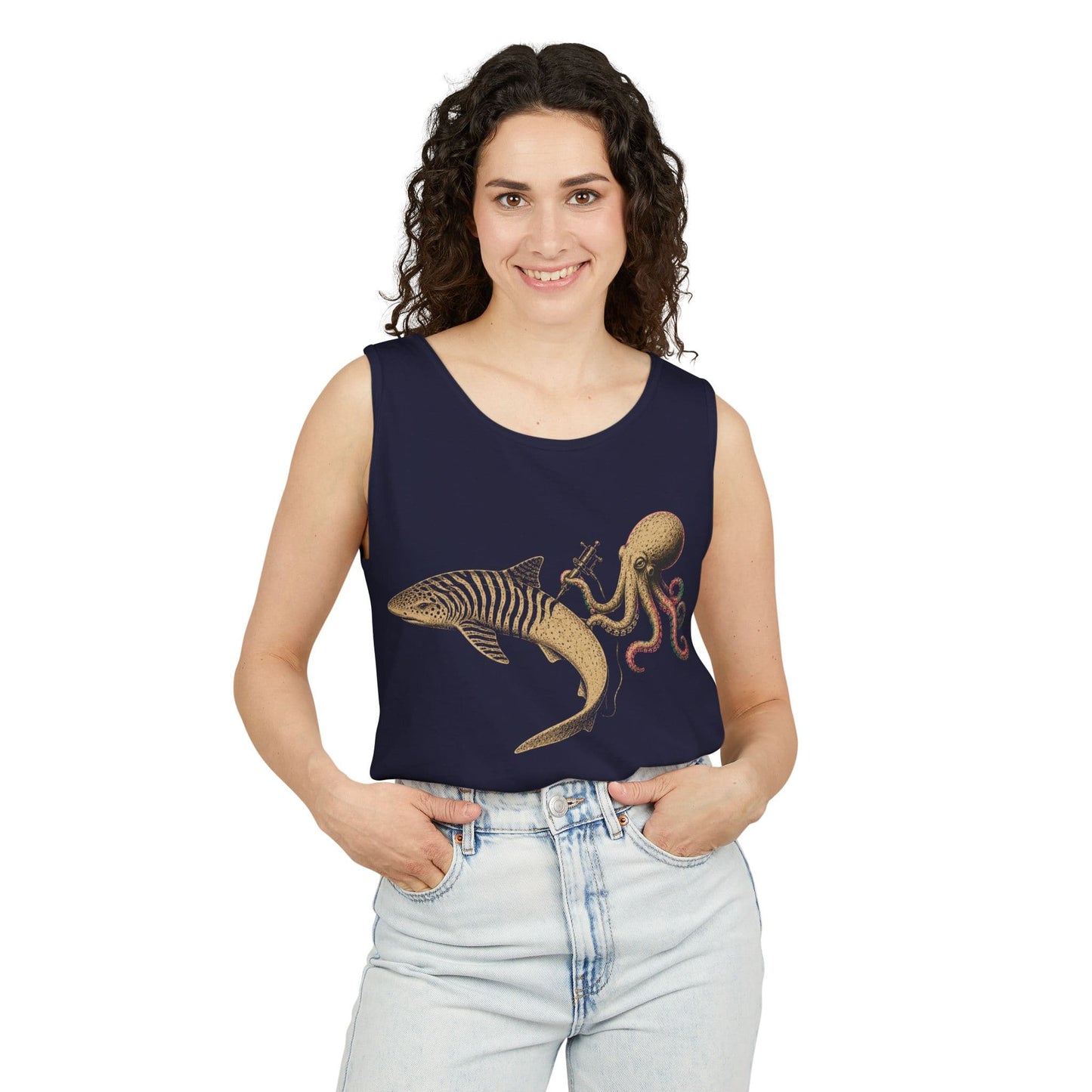 Shark Zebra Tattoo Tank Top