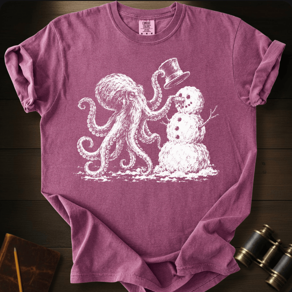 Octopus Building Snow Man T-shirt