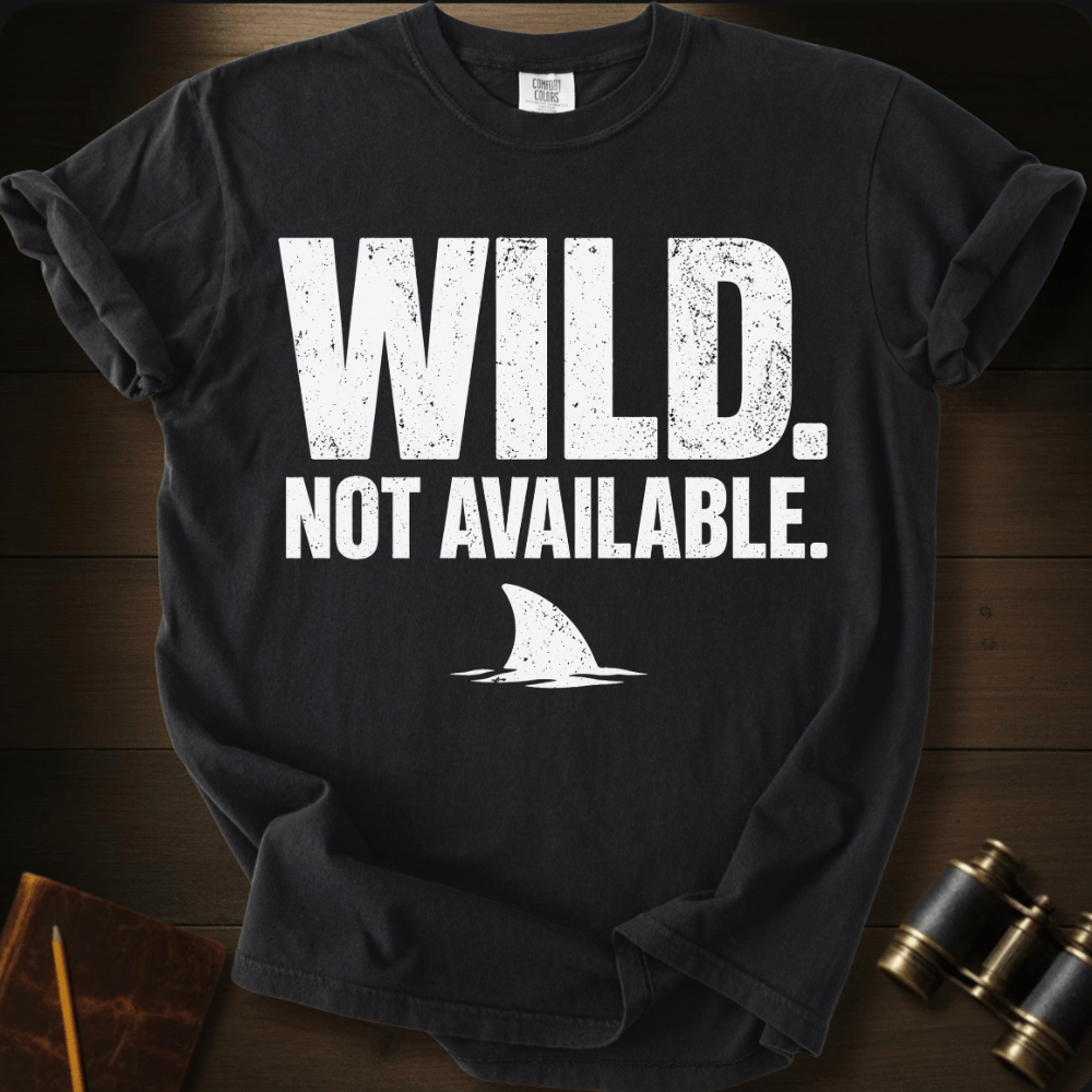 Wild. Not Available. shark graphic on a Comfort Colors t-shirt – Full Sail Marine ocean apparel