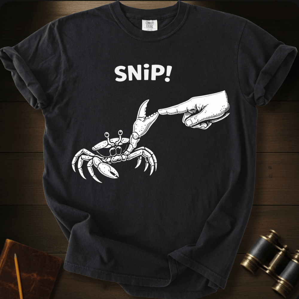 Snip crab graphic on a Comfort Colors unisex tee – Full Sail Marine ocean apparel