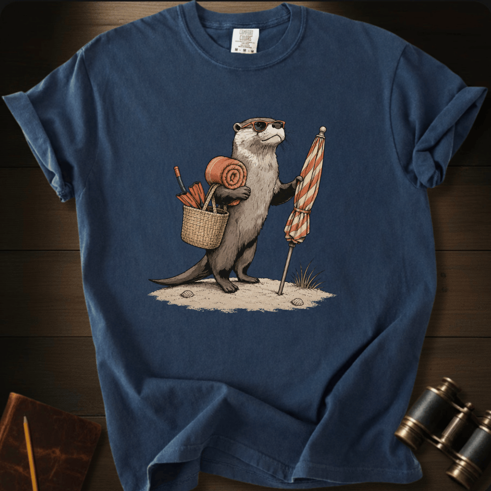 Otter and Beach Umbrella  - T-shirt