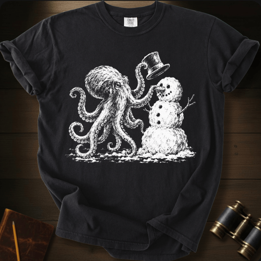 Octopus Building Snow Man T-shirt