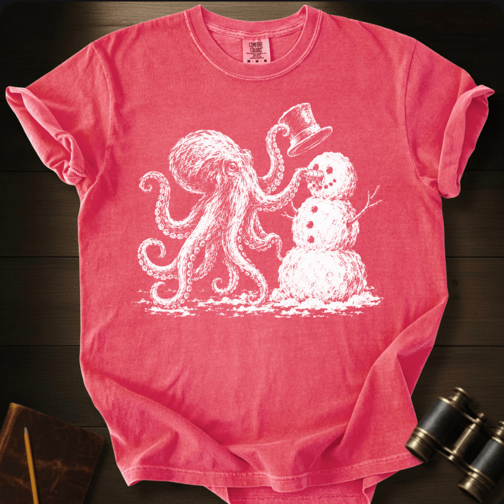 Octopus Building Snow Man T-shirt