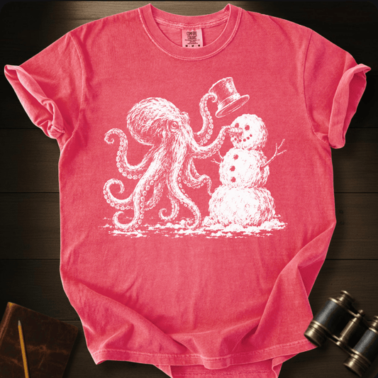 Octopus Building Snow Man T-shirt