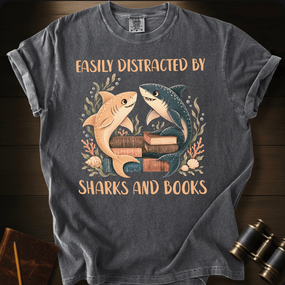 Sharks and Books- T-shirt