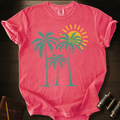 Palm Trees Sunrise beach graphic on a Comfort Colors unisex tee – Full Sail Marine coastal apparel