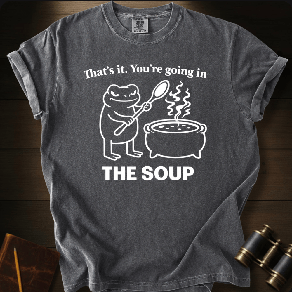 Going in the Soup surf graphic on a Comfort Colors unisex tee – Full Sail Marine coastal apparel