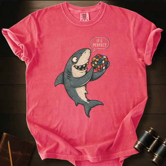 Shark and Rubik's Cube humor graphic on a Comfort Colors t-shirt – Full Sail Marine ocean apparel