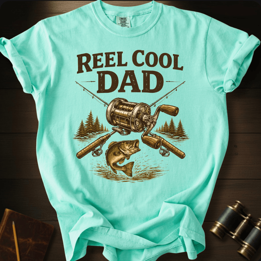 Reel Cool Dad fishing graphic on a Comfort Colors unisex tee – Full Sail Marine nautical apparel