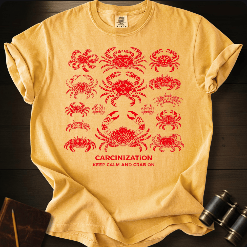 Keep Calm and Crab On crab graphic on a Comfort Colors unisex tee – Full Sail Marine ocean apparel