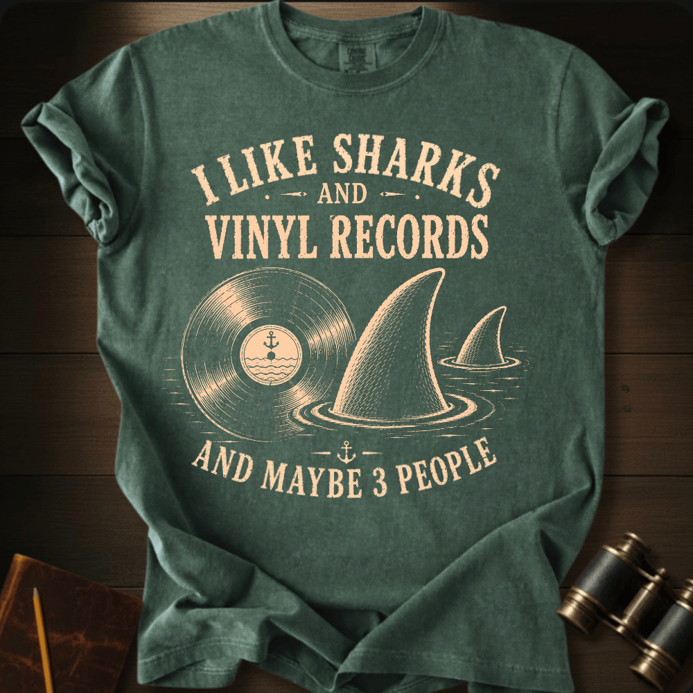 I Like Sharks and Vinyl T-shirt