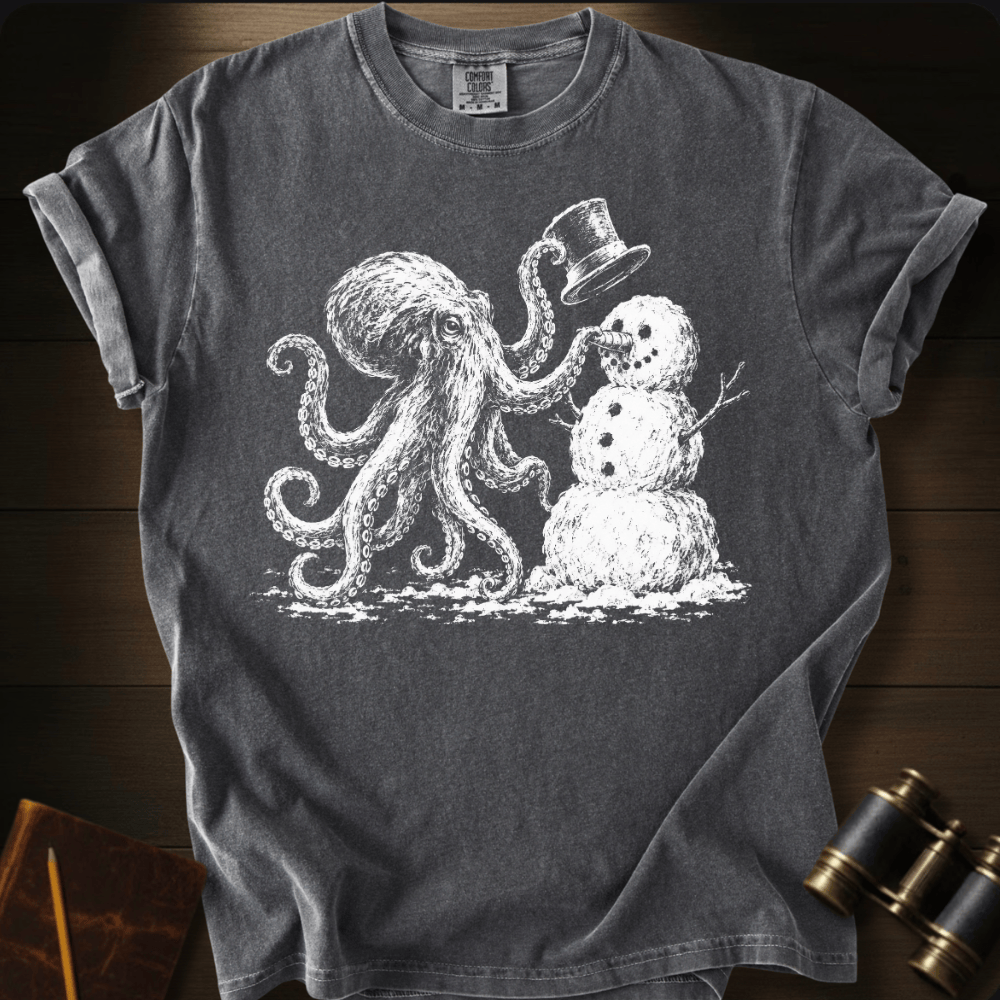 Octopus Building Snow Man T-shirt