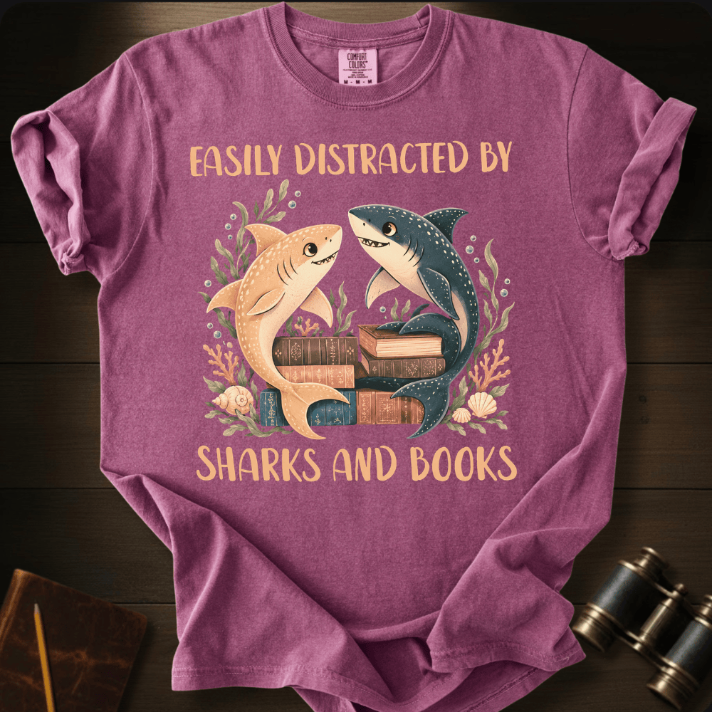 Sharks and Books- T-shirt
