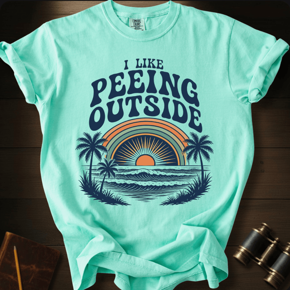 I Like Peeing Outside humor graphic on a Comfort Colors t-shirt – Full Sail Marine coastal apparel