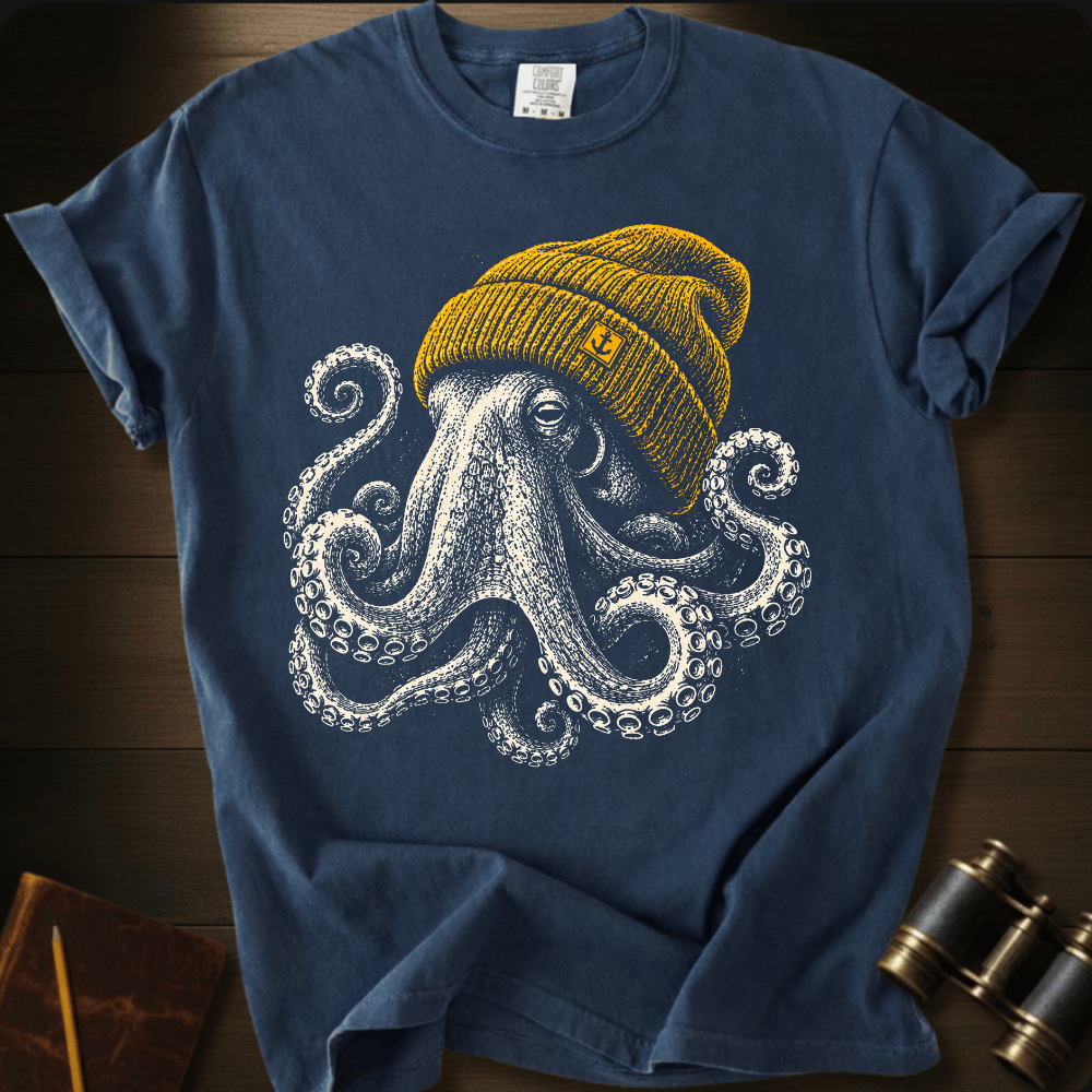 Octopus With Beanie T-shirt