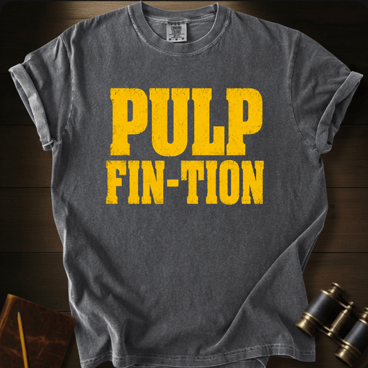 Pulp Fin-Tion shark parody graphic on a Comfort Colors t-shirt – Full Sail Marine ocean apparel