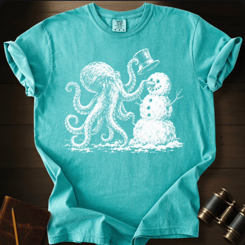 Octopus Building Snow Man T-shirt