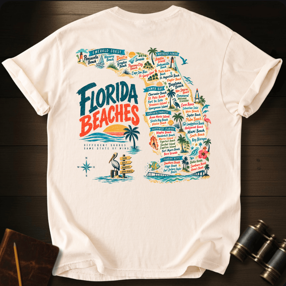 Florida Beaches Map T-shirt