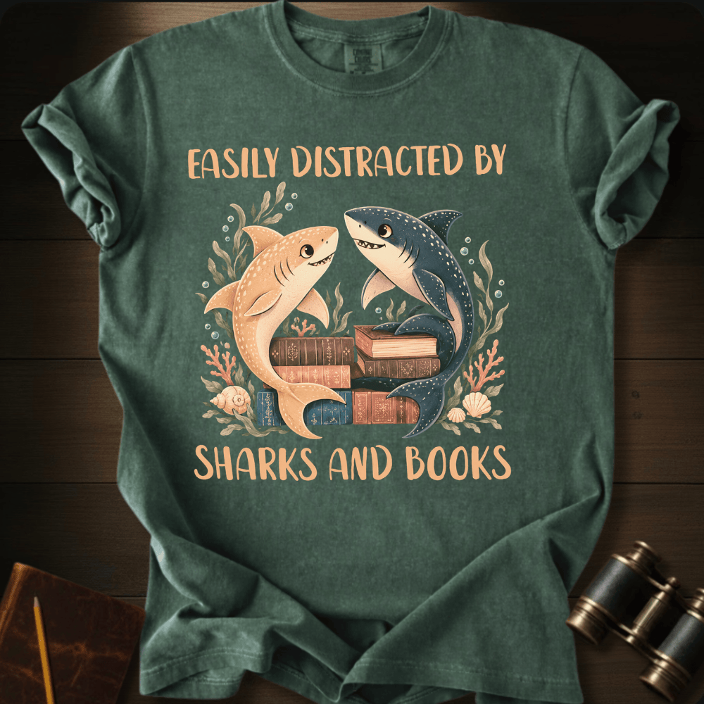 Sharks and Books- T-shirt