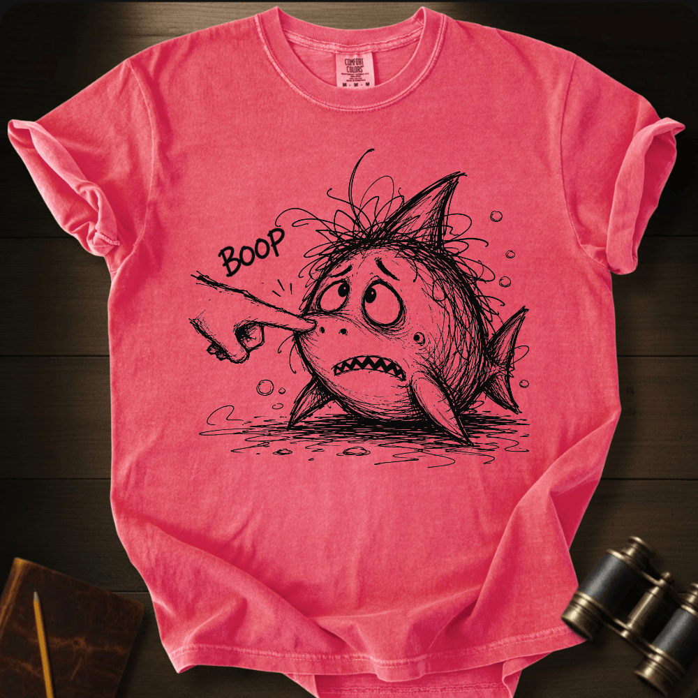 Boop! the Shark playful graphic on a Comfort Colors t-shirt – Full Sail Marine ocean apparel