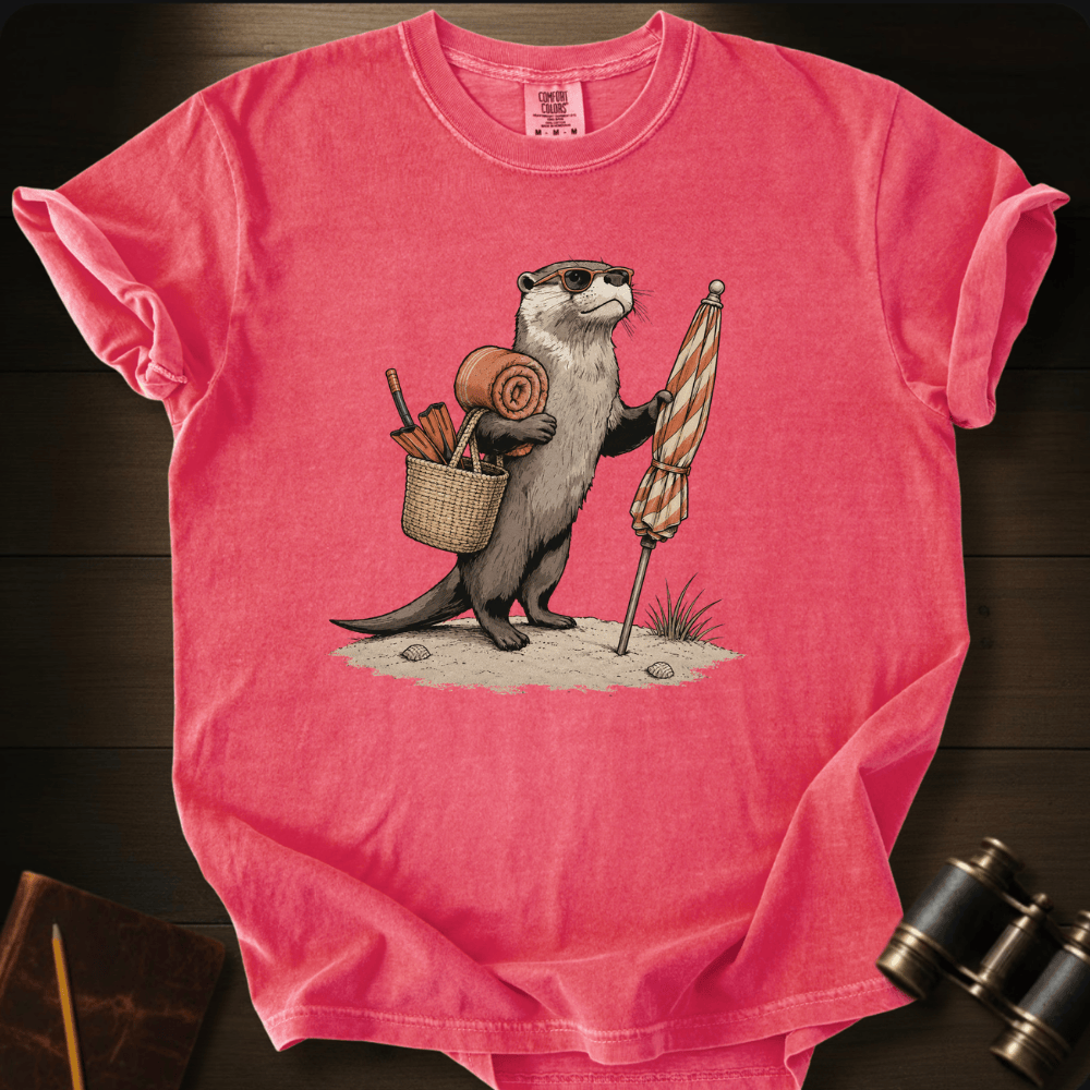 Otter and Beach Umbrella  - T-shirt