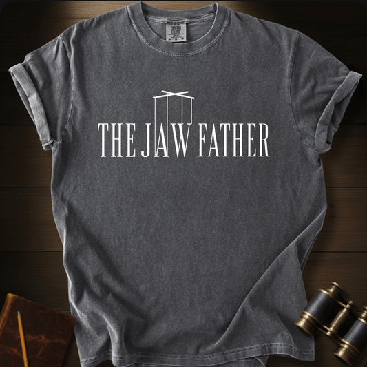 The Jaw Father shark parody graphic on a Comfort Colors t-shirt – Full Sail Marine ocean apparel