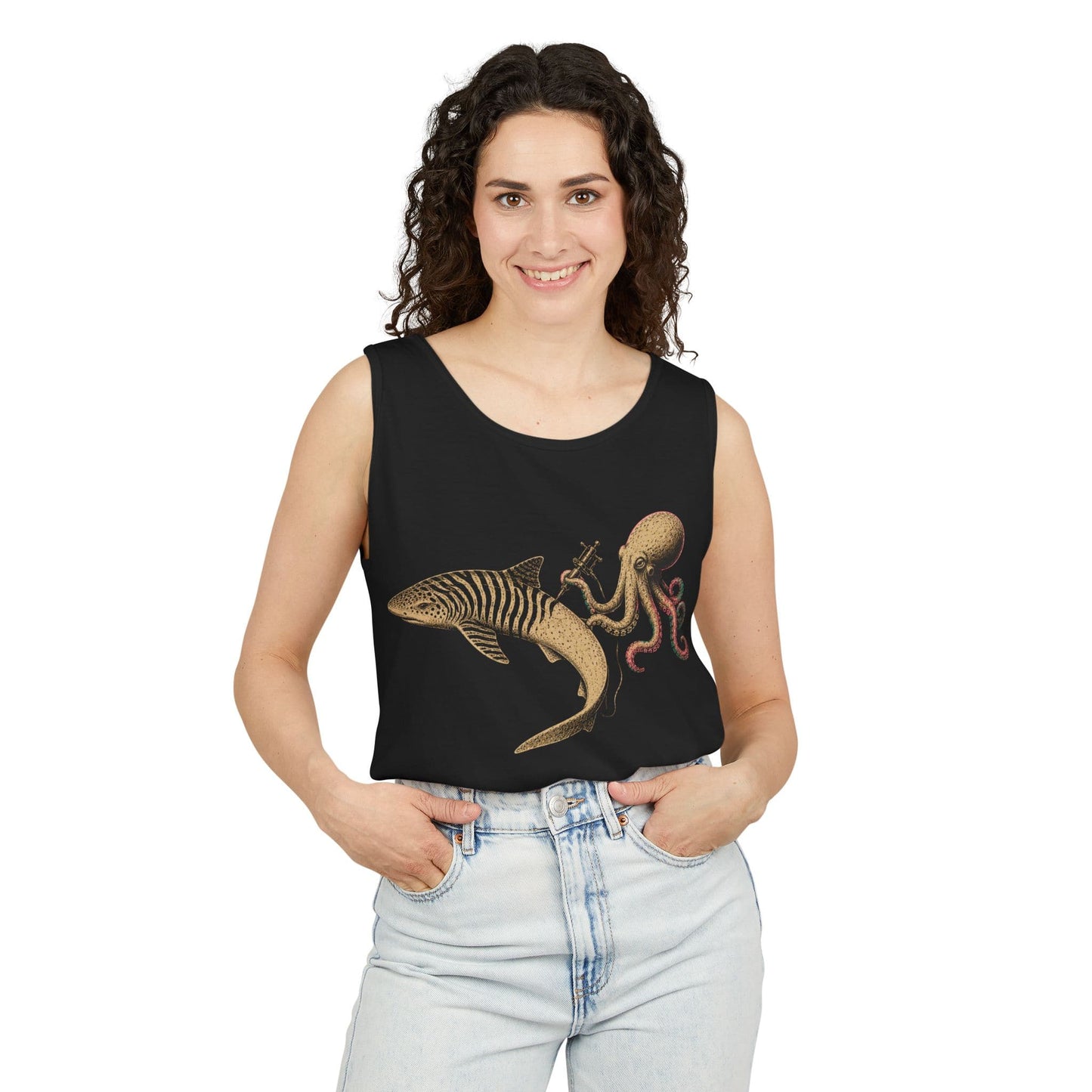 Shark Zebra Tattoo Tank Top