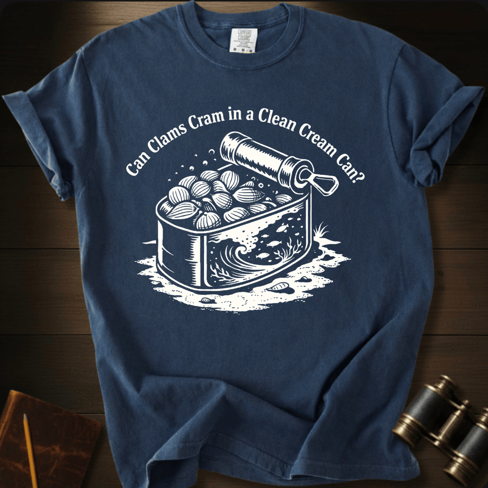 Can Clams Cram clam graphic on a Comfort Colors unisex tee – Full Sail Marine ocean apparel