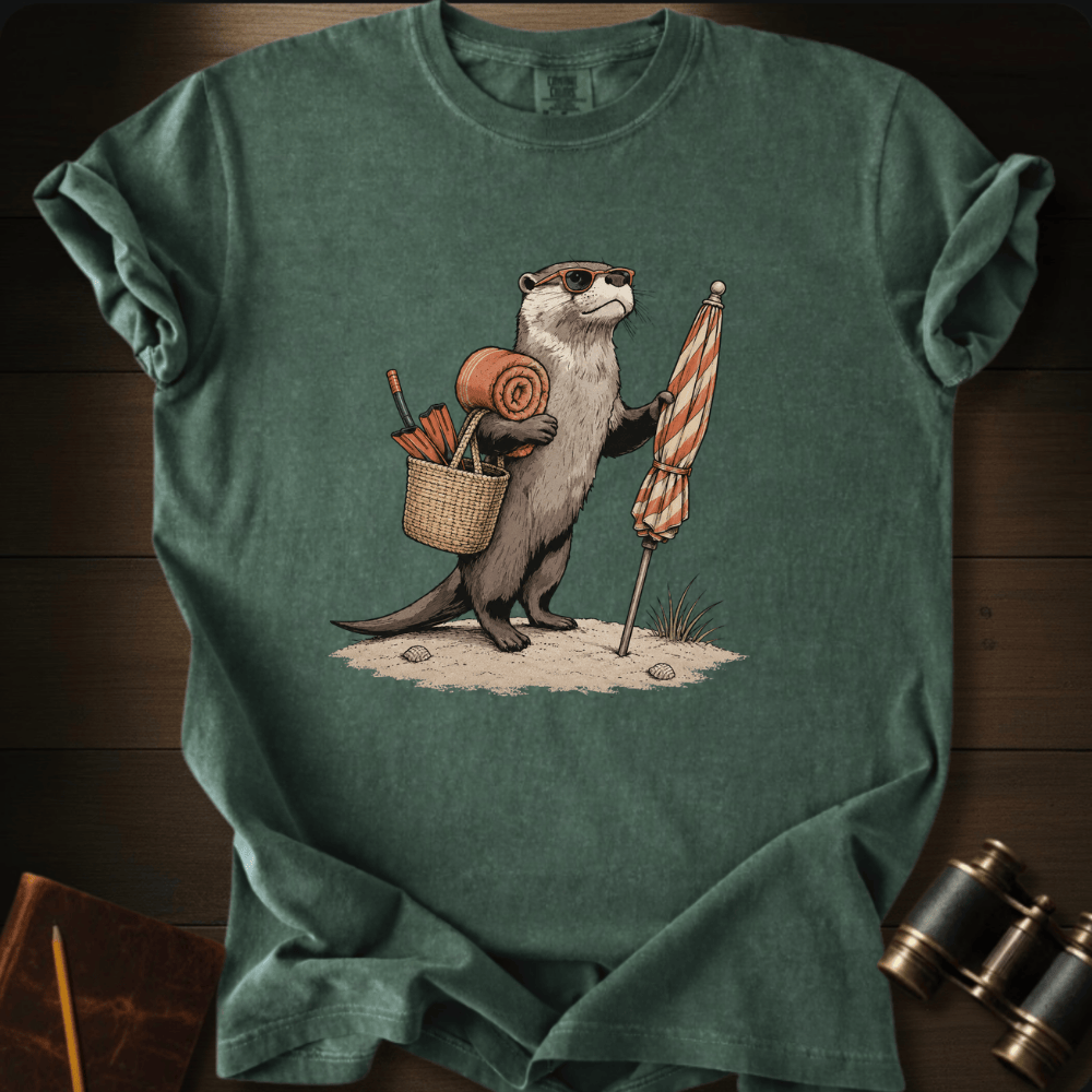 Otter and Beach Umbrella  - T-shirt