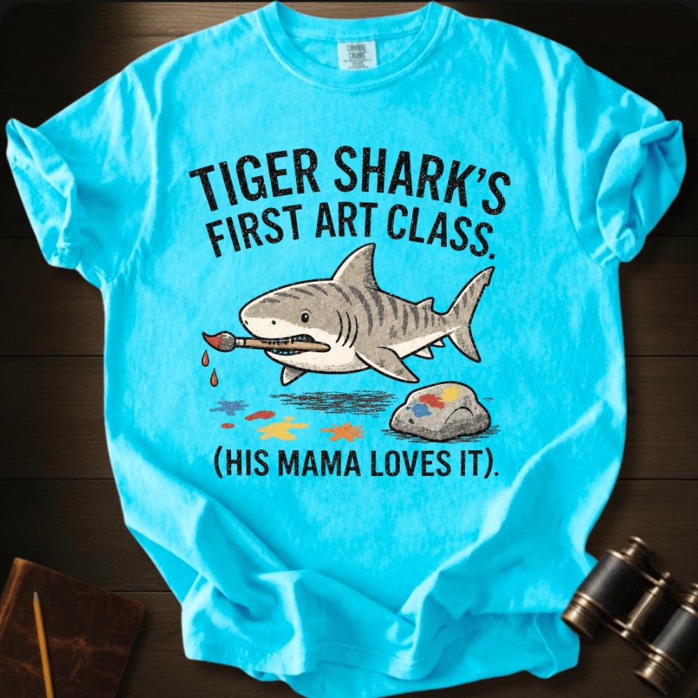 Tiger Shark Artist graphic on a Comfort Colors t-shirt – Full Sail Marine ocean apparel
