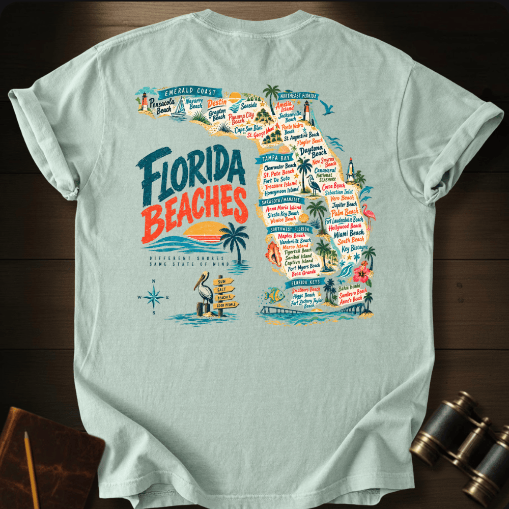 Florida Beaches Map T-shirt