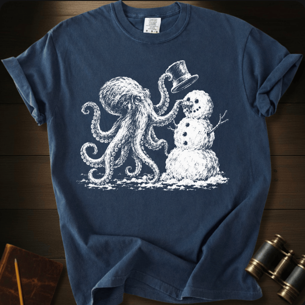 Octopus Building Snow Man T-shirt