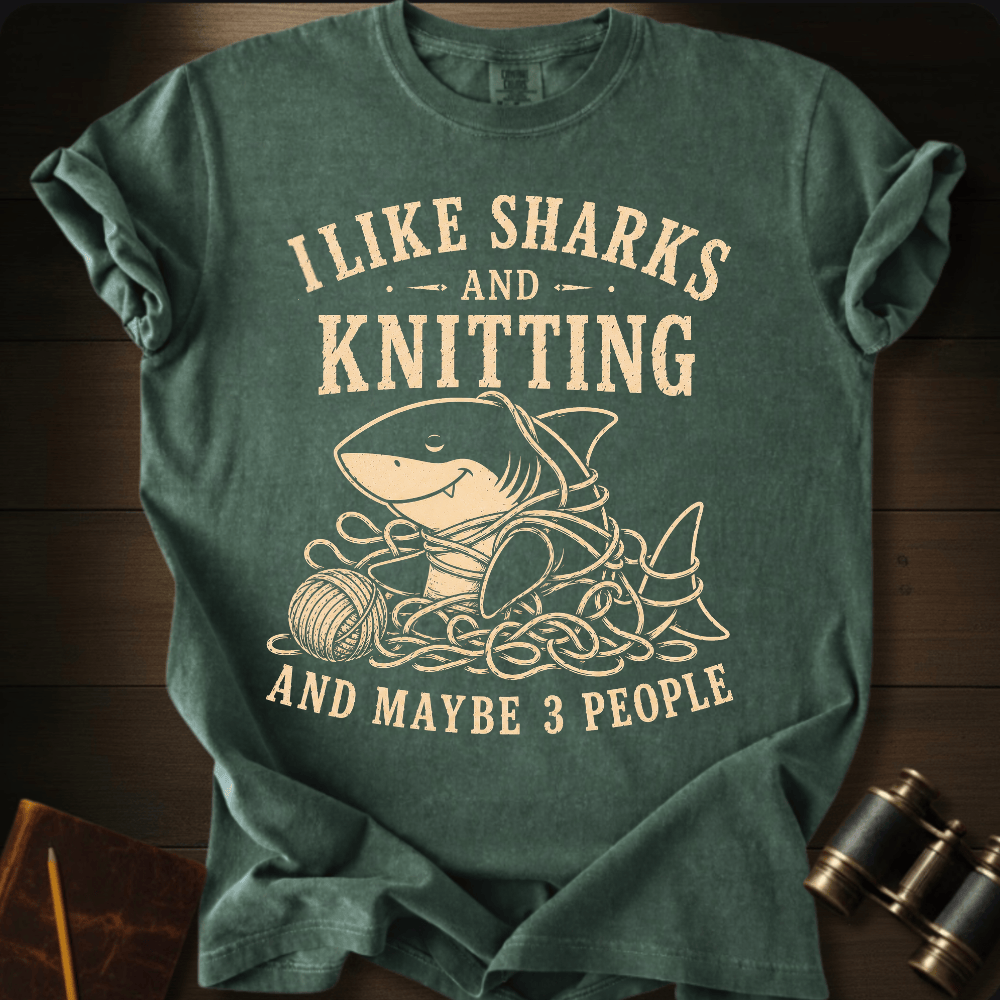 I Like Sharks and Knitting T-shirt