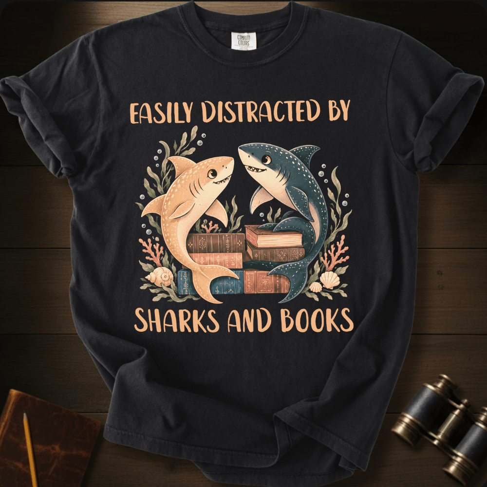 Sharks and Books- T-shirt