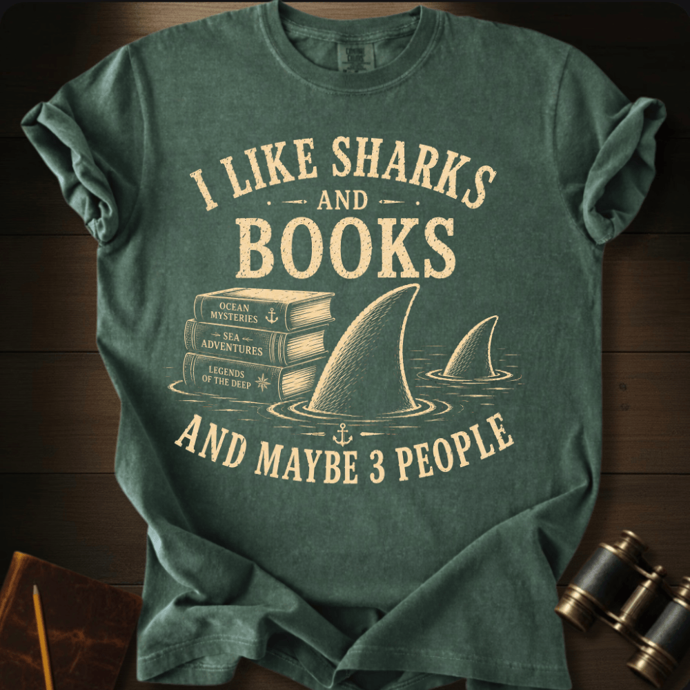I Like Sharks and Books T-shirt