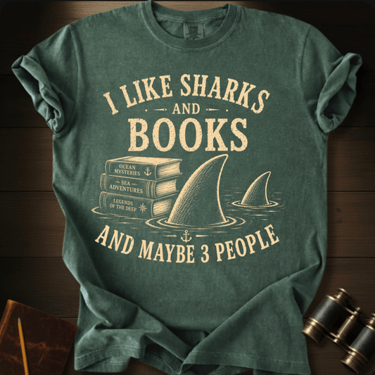 I Like Sharks and Books T-shirt