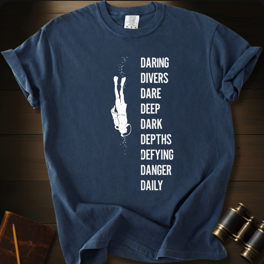 Divers Dark Danger scuba diving graphic on a Comfort Colors unisex tee – Full Sail Marine ocean apparel