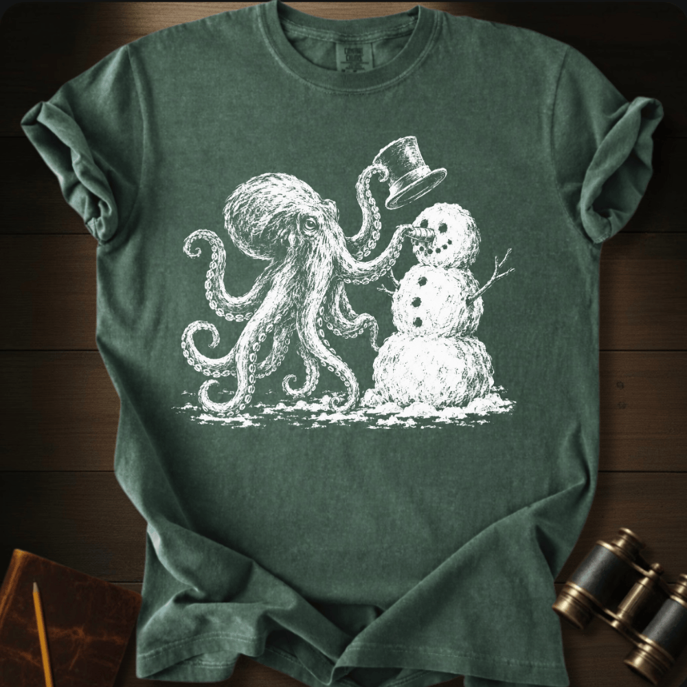 Octopus Building Snow Man T-shirt
