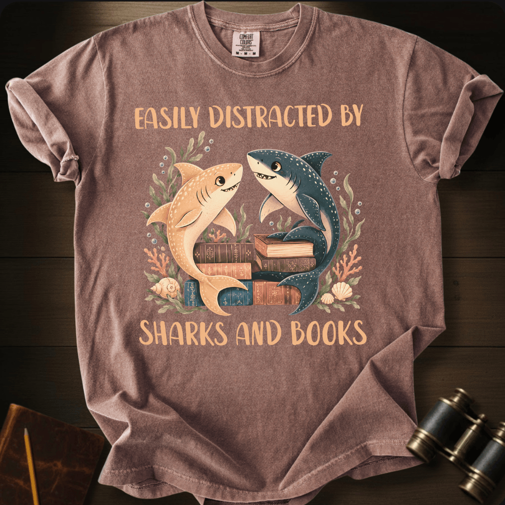 Sharks and Books- T-shirt