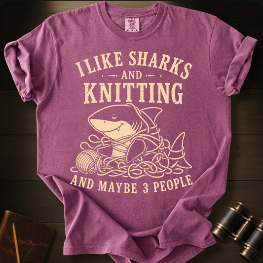 I Like Sharks and Knitting T-shirt