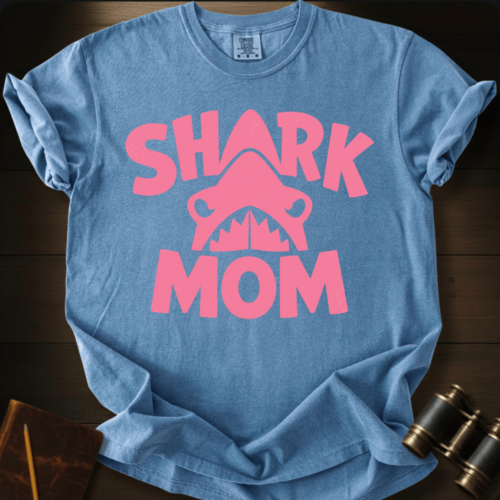 Shark Mom graphic on a Comfort Colors t-shirt – Full Sail Marine ocean apparel