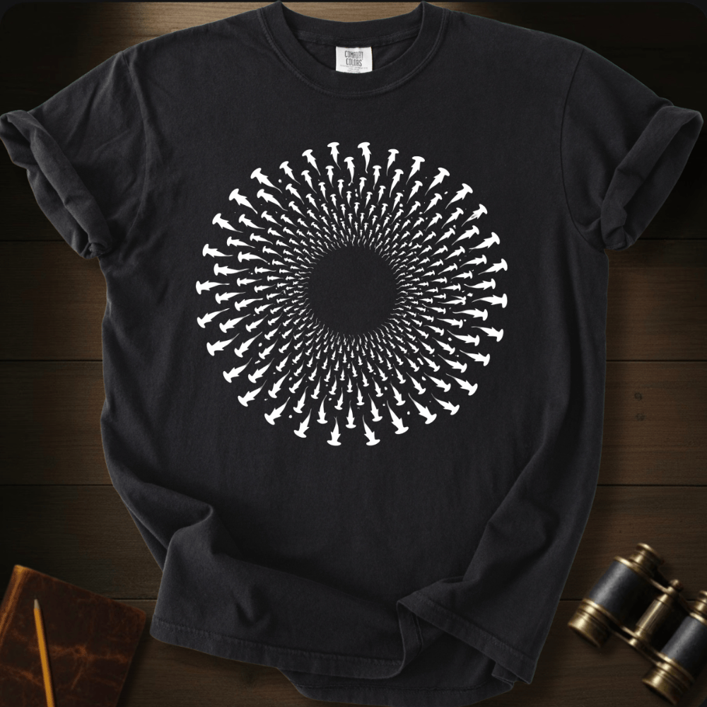 Hammerhead Mandala shark graphic on a Comfort Colors unisex tee – Full Sail Marine ocean apparel