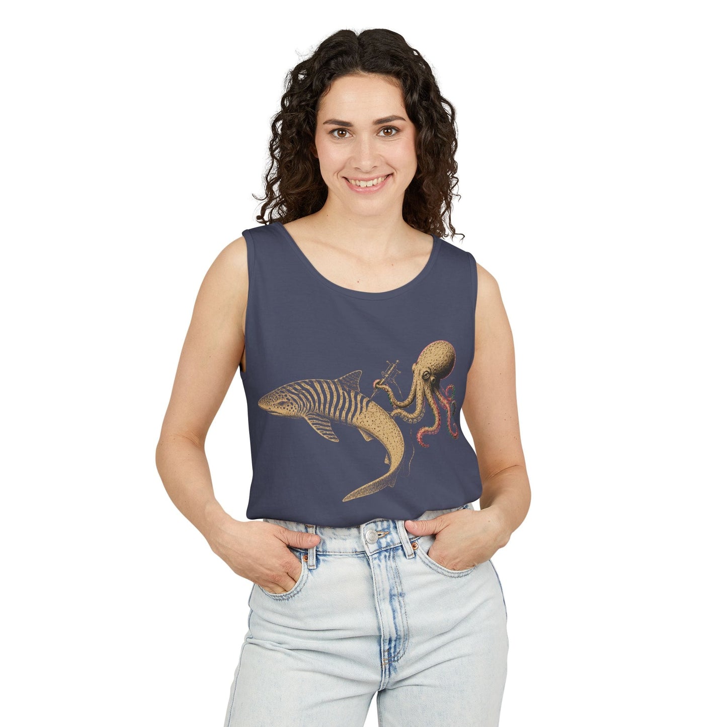 Shark Zebra Tattoo Tank Top