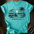 Unplug ocean graphic on a Comfort Colors unisex tee – Full Sail Marine coastal apparel