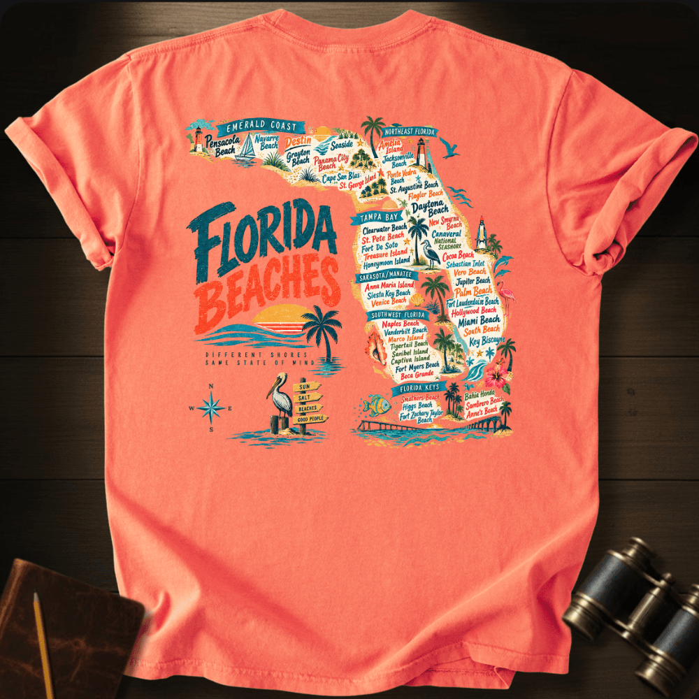 Florida Beaches Map T-shirt
