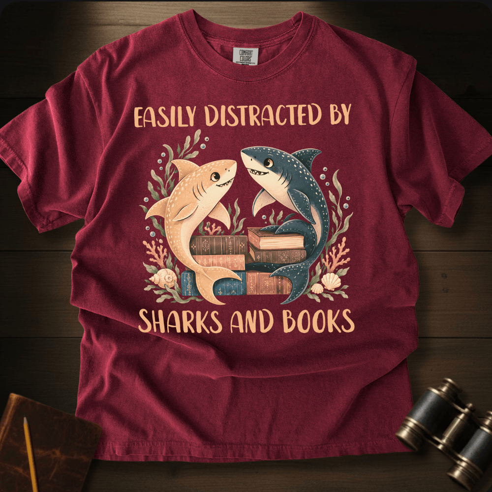 Sharks and Books- T-shirt