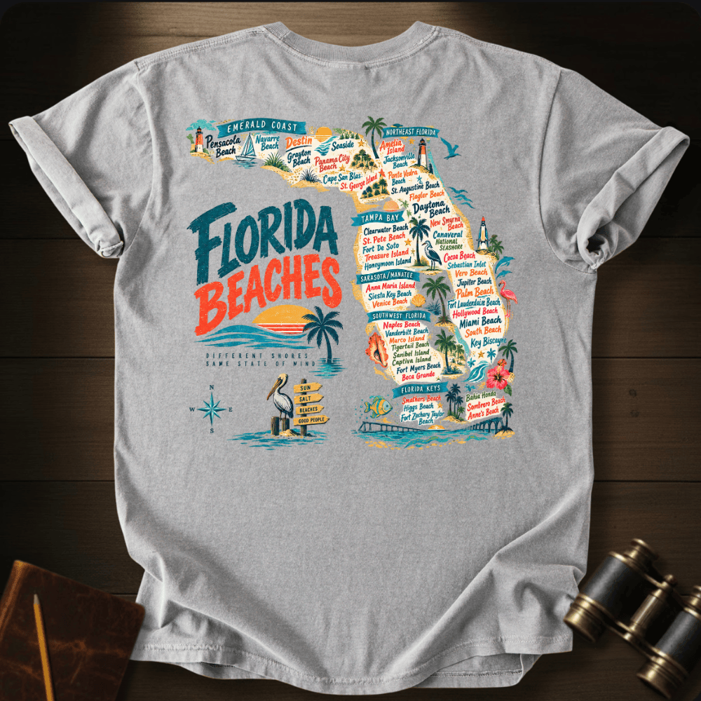 Florida Beaches Map T-shirt